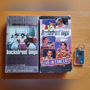 Backstreet Boys VHS tapes x2 & Keychain